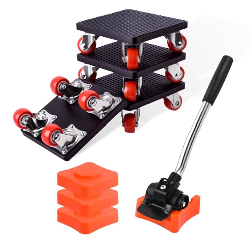 Rodison Leve Meuble, roulettes pour Meubles avec Roues Pivotantes à 360° et Barre de Traction en Acier au Carbone pour Réfrigérateur, Canapé, Armoire et...