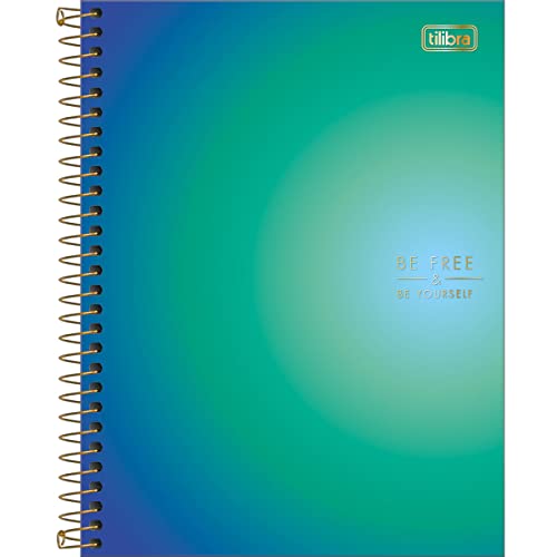 Caderno Espiral Capa Dura Colegial 1 Matéria Great 80 Folhas - Azul e Verde Degradê - Tilibra 1 41VI42T+3KL