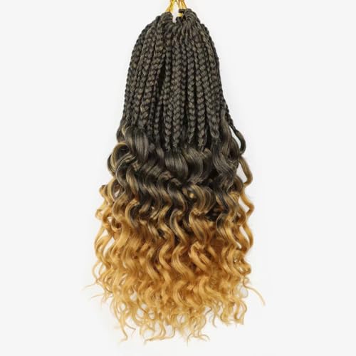 7 Packs Box Braids Crochet Hair for Black Women 14 Inch Crotchet Goddess Box Braid Long Micro Crochet Braids Pre Looped Braided and Loose Ends (T27)