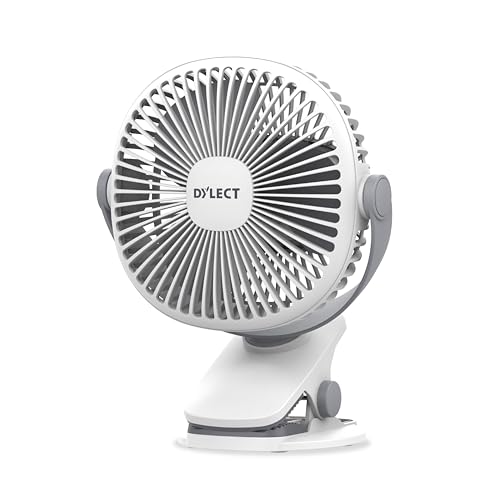Image of Dylect® Briza Clip Mate Rechargeable Fan | 2000mAh Battery | 8H Runtime | TruSilent BLDC Motor | 3-Speed | 360° Rotation | MICRO-B | Clip & Wall-Mount Fan | Home/Office/Kitchen/Travel | White