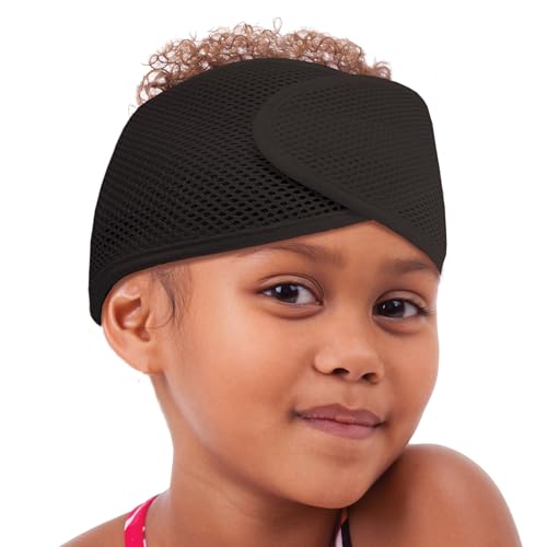DONNA Kids Deluxe Foam Mesh Wrap Silk Hair Wrap for Sleeping Head Wrap for Kid, Girl Black