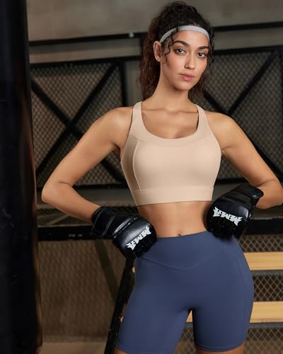 Image of RUNNING GIRL Sports Bra for Women High Support,Strappy Running Supportive High Impact Sports Bras with Sewn in Pads