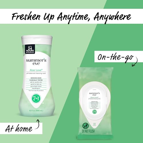 Image of Summer's Eve Aloe Love All-Over Daily Feminine Wash, Gentle pH-Balanced Body Wash for Women Removes Vaginal Odor, 15 Fl Oz, Pack of 3