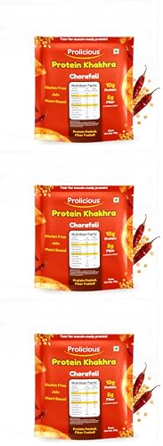 Image of Prolicious High Protein Gluten free Chorafali Khakra | NO Palm Oil | Crispy | Ready to Eat | Flavourful | High Fiber Healthy Anytime Snack ? 170g (Pack of 3)