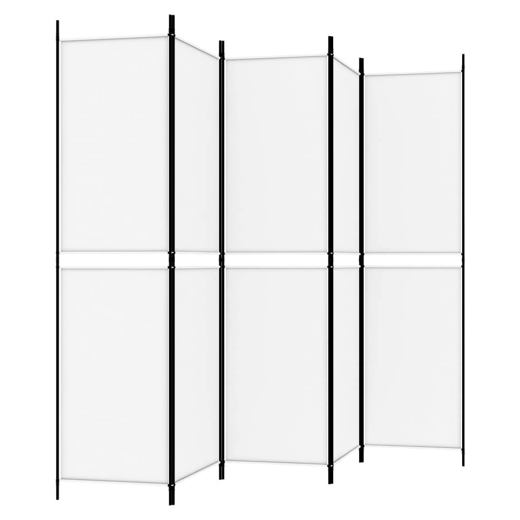Cloison de séparation 5 Panneaux Blanc en Tissu 250x200 cm Pliable pour délimitation Espace et intimité modulable Salon Chambre Bureau décoration