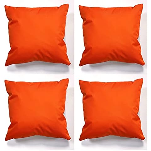 Beautiful Beanbags Set of 4 Garden Cushions Outdoor Cushions Water Resistant Cushion set Complete with cushion inserts Scatter cushions for indoors or outdoors use ready Filled (Orange) Cover