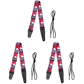 Milisten 2Pcs Matériel Guitare en Cuir Ukulélé Guitare Noir Et Crâne Ceinture pour Animaux de Compagnie Électrique Tout… - Les Beatles, Paul McCartney, John Lennon, RIngo Starr, George Harrison
