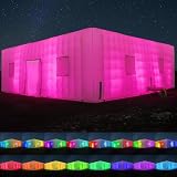 SAYOK Inflatable Party Tent 32.8 x 32.8 x 13.12FT, Inflatable Nightclub with LED Wall Wash Lights, Night Club Tent for Adults Wedding Birthday Backyard Party Business