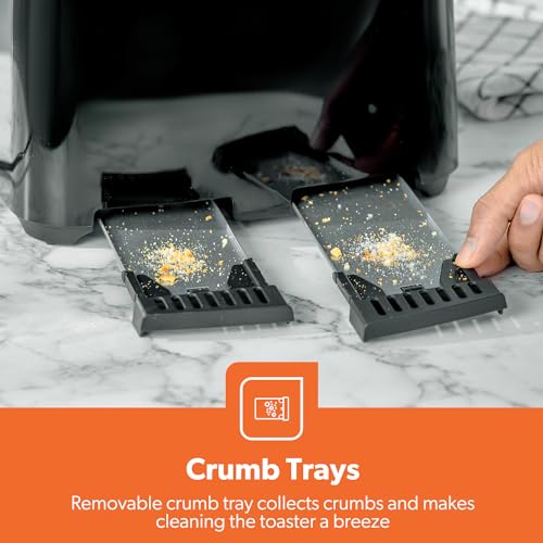 GEEPAS 4 Slice Toaster | 6 Browning Levels with Cancel Function | For Thin Small Bread Slice | 2 Independent Controls 2 Removable Crumb Trays Cool Touch High Lift | 1 Yr Warranty 1400W Black - Image 6