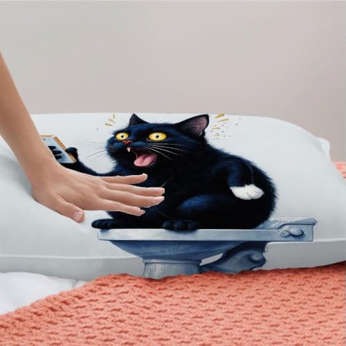 Housse de Couette Chat Noir 240x260 Microfibre pour Dormir Plus Confortablement