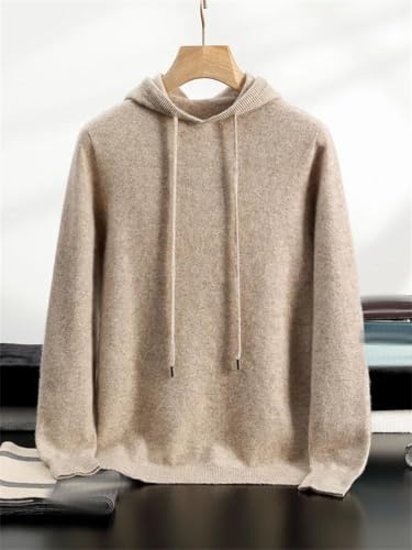 Men Hooded Loose Casual Cashmere Sweater Thick Fall Winter Long Sleeve Solid Warm Pullover Jumper2
