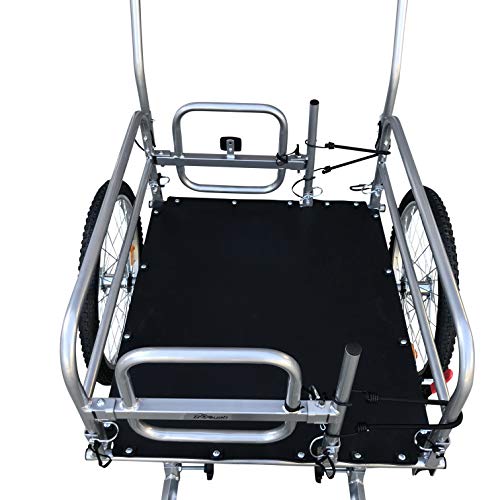 2 in 1 20" Wheels Cargo Utility Stroller and Bicycle Bike Trailer Beach Cart Silver Chrome - Thumbnail 2