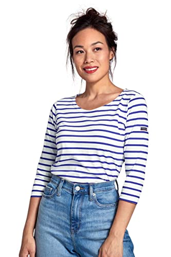 Armor Lux Damen Cap Coz T Shirt, Mehrfarbig (Blanc/Etoile Dw5), L EU (Label: 3)