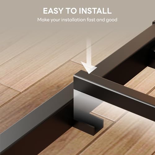 LIKIMIO Full XL Bed Frame, Storage Headboard with Charging Station, Solid and Stable, Noise Free, No Box Spring Needed, Easy Assembly(Vintage and Black)