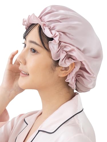 [SEAWIND] シルク ナイトキャップ ショートヘア用 22匁 ないときゃっぷ シルクキャップ 天然シルク100% うるつや美髪 (ローズピンク,M)