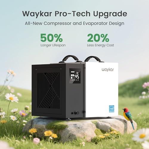 Image of Waykar 70 Pint Energy Star Crawl Space Dehumidifier with Drain Hose for Basements, Commercial & Water Damage Spaces up to 5000 Sq. Ft., Compact, Strong Dehumidification, 5-Year Quality Coverage