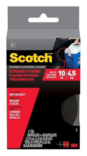Scotch Extreme Fasteners by 3M, 1" x 4ft Heavy Duty Reclosable Fastener Roll, Industrial Strength Dual Lock Tape for Indoor/Outdoor Use, Weatherproof Adhesive, Holds Up to 10 lbs, Black