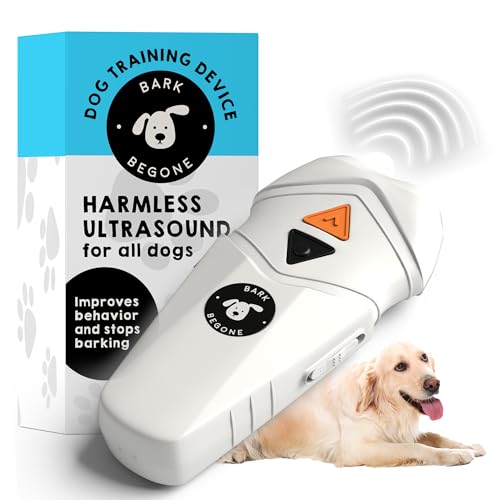 Bark Begone Ultrasonic Dog Bark Deterrent & Behavior Corrector - Stop Barking Jumping Aggression Without Yelling -Just Point & Press! Backed by Kevin Harrington from Shark Tank (White Rechargeable)