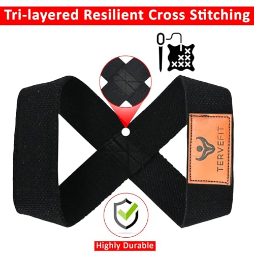 Image of Slip Resistant Deadlift Straps Figure 8 Lifting Straps Gym Straps Weightlifting Wrist Support For Men and Women With Soft Paddings and Better Grip