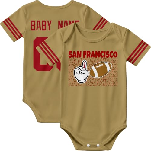 Image of KREDE Baby Clothes Custom Name Bodysuit for Baby Boy Gifts | Short Sleeves Bodysuit with Custom Number Name
