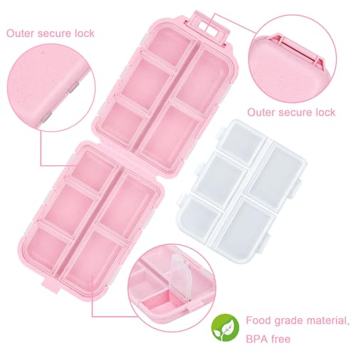 Image of Large Pill Box with 189 Medicine Labels - Pill Organizer with Stickers, Medication Travel Case (Pink, 1 Pack)