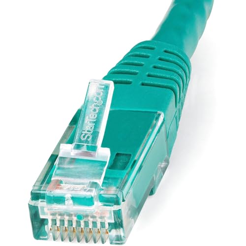 Image of StarTech 50ft CAT6 Ethernet Cable - Green CAT 6 Gigabit Ethernet Wire -250Mhz 100W PoE RJ45 UTP Molded Network Patch Cord with Strain Relief (C6PATCH50GN) | 250MHz bandwidth, Gold-plated RJ45, Patch Cable, Ethernet Cord, UTP Molded Network, Strain Relief, 10Gbps speeds