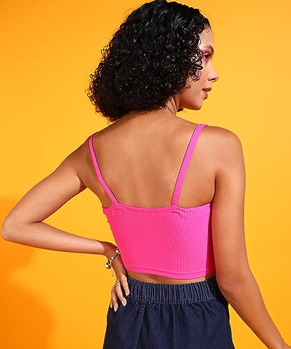 Image of POPWINGS Women Casual Green Rib Hankie Crop Top Tops for Women | Stylish Tops for Women | Trendy Tops Women