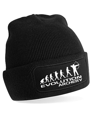 Print4U Evolution of Archery Beanie Hat Sport Hobbie Gift for Men & Ladies Black