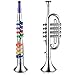 Set of 2 Musical Instruments Including Toy Clarinet and Toy Trumpet, Plastic Trumpet Toy Instruments Portable Clarinet with 8 Colored Keys Early Educational Toys for Little One Musical Gifts