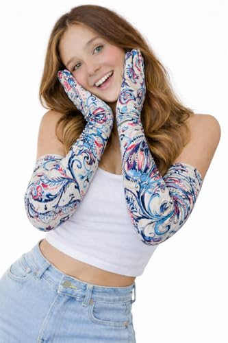 Image of Women's Driving Gloves, Printed Cotton Full Hand Summer Gloves for Protection from Sun Burn /Heat /Pollution (Pack of 1 Pair)