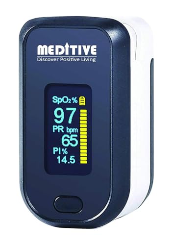 MEDITIVE Fingertip Pulse Oximeter, Dual Color OLED Display Blood ...
