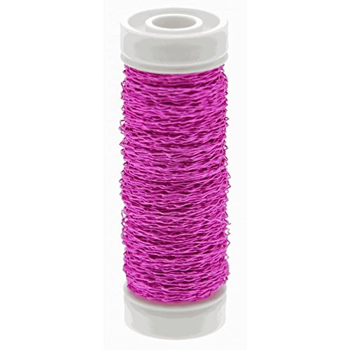 Hot Pink Bullion Wire | Florist Wire | Strong & Malleable Craft Wire for Corsages, Floral Arrangements, and DIY Projects | Decorative Hot Pink Finish | Easy to Use Reel (0.3mm x 25g)