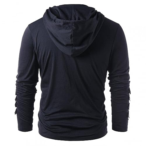 Men's Steampunk Gothic Themed Lace Up Pullover Hoodie Knight Drawstring Long Sleeve with Hooded for Unique Stylish Look3