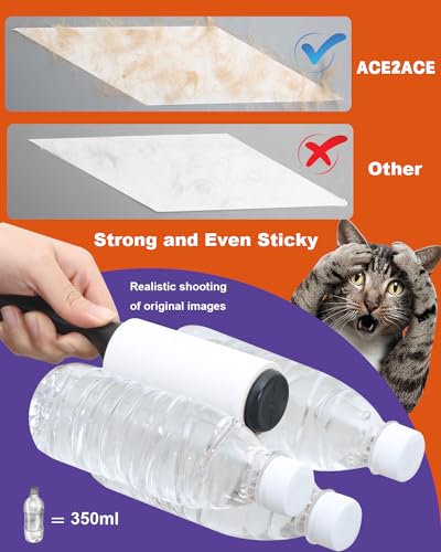 Image of ACE2ACE Lint Roller for Pet Hair, 270 Sheets Extra Sticky Lint Remover Rollers, 3 Pack 3 Handle Refillable Pet Hair Rollers for Clothes, Furniture, Carpet, Sofa Cleaning, 3Pack