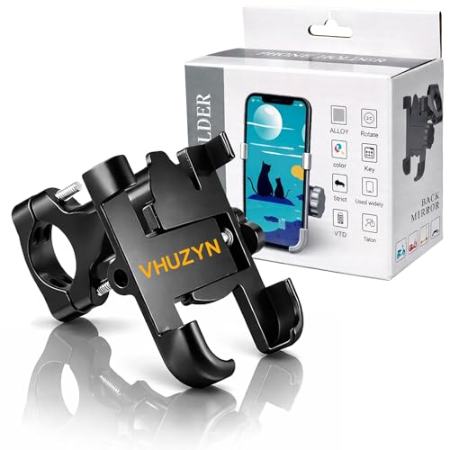 Image of Bike Mobile Phone Holder Waterproof Anti Vibration Phone Mount for Motorcycle Handlebar 360 Rotation Universal Mobile Holder for Bike Scooty Cycle Metal Body Shockproof Secure Grip Stand-C1