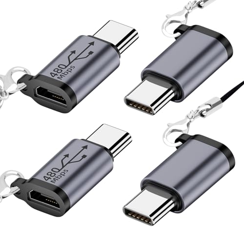 Seminer Micro USB to USB C Adapter (4 Pack), Type-C Male to Micro USB Female Adapter Support Data Sync Compatible with Samsung Galaxy S8/S8+, Google Pixel 3/2