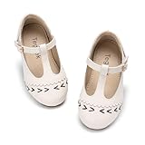 Tegeek Girls Toddler/Little Kid Mary Jane Flats T-Strap School Uniform Dress Shoes(TF504 Toddler,Apricot/6M)