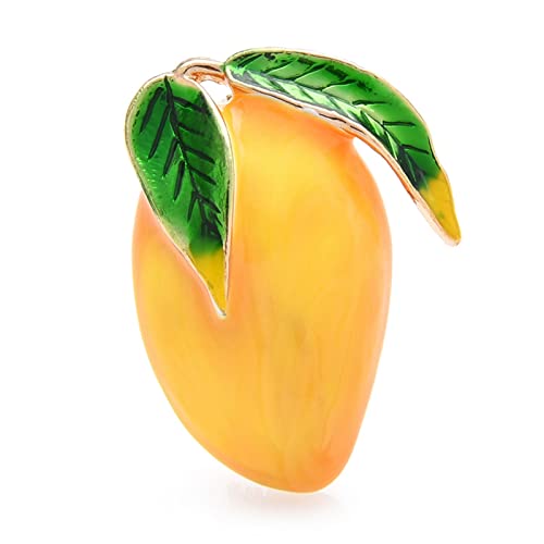 Broche dame émail mangue avec attache sécurisée pour manteau