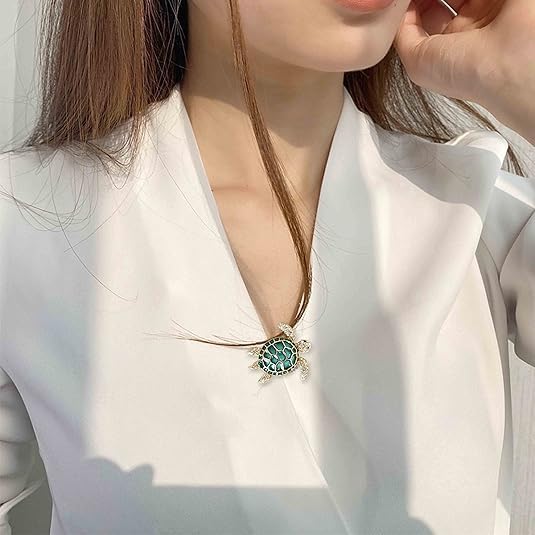 Sea Turtle Brooch Pins for Women, 4Pcs, Gold Tone | Crystal Rhinestones, Marine Animals Design, Lapel Pins, For Wife, Sisters, Friends, Daily Wear or Dating