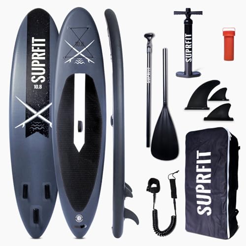 SUPRFIT Tabla de paddling Stand Up Surf Board como juego completo inflable, tabla de remo Stand Up con doble capa de PVC, paddle Stand-Up Paddling – 330 x 78 x 15 cm hasta máx. 150 kg