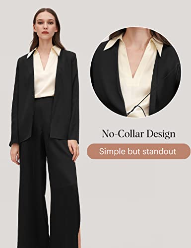 LilySilk Womens Silk Blazer Jacket 22 Momme Charmeuse Silk Suit Top4