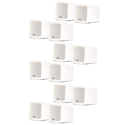 Acoustic Audio AA321W Mountable Indoor Speakers 2400 Watts White Bookshelf 6 Pair Pack AA321W-6Pr