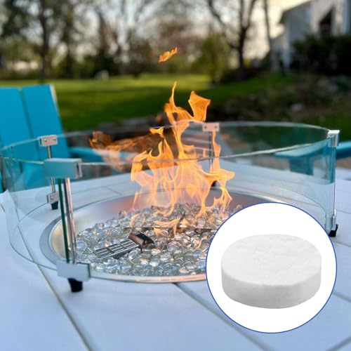 GOEDCH Keramikwolle für Bioethanol: 18 Stück Kamin Keramikschwamm mit 20cm Pinzette, 8.6 x 8.6 x 2.5cm Rund Hitzebeständig Keramikschwamm, Keramische Wolle, Brennwatte für Tischkamine im Innenbereich