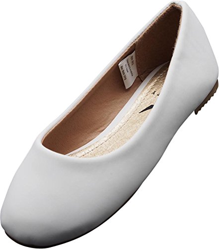 NORTY 11 Fashion Ballerina Shoes for Girls - Ballet Slippers for Toddlers and Big Kids - Dance and Ballet Flats - Runs Two Sizes Small - White Nubuck
