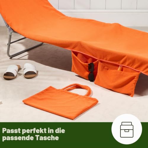 Brentfords Liegestuhl Handtuch für Sonnenliege Mit Tasche, Mikrofaser Schnelltrocknend Orange 75 x 215cm – Ansicht 5