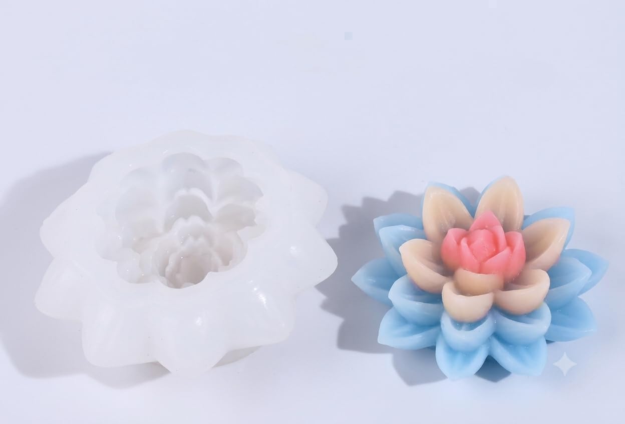 Lotus Flower Candle Mold Silicone 3D Peony Big Lotus for Candle Making Wax Melts Aromatherapy Chocolate Cake Decoration Resin Crafts Home Decor Party Gifts Molds Soap Making Mold-image-19