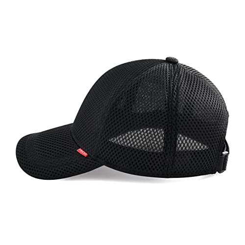 Feicui Men's Trucker Hat Mesh Cap Sport Cap For Men Adjustable Baseball Cap Running Hat (Black) #TOP2