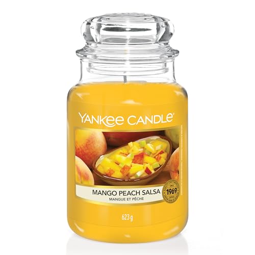 Yankee Candle Duftkerze im Glas (groß) | Mango Peach Salsa | Brenndauer bis zu 150 Stunden | Perfekt zum Muttertag | Geschenke für Frauen