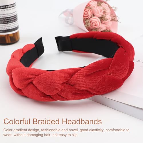 Image of DRESHOW Braided Headbands for Women Velvet Hair Hoop Elastic Criss Cross Hair Bands Accessories