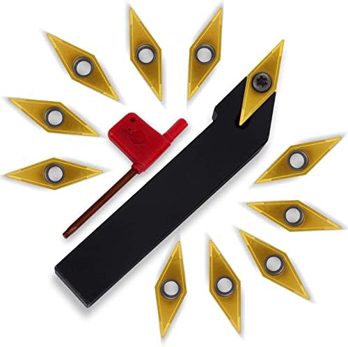 Indexable Carbide Turning Tool Insert - 5/8" Turning Holder SVJCR1616H16 Metal Lathe Cutting Tools with VCMT331 VCMT160404 Indexable Carbide Turning Insert Cutter Blade - IWONGO Supplied